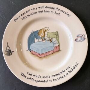 Wedgwood Peter Rabbit Childs Plate F Warne Beatrix Potter England Bunny Mother